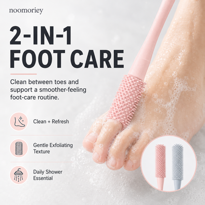 🦶 Long-Handle Silicone Foot Cleaning Brush – Easy Shower Foot Scrubber