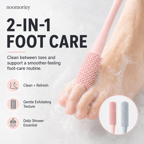 🦶 Long-Handle Silicone Foot Cleaning Brush – Easy Shower Foot Scrubber