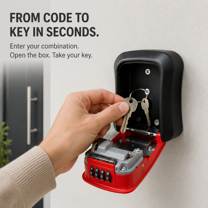 🔐 4-Digit Wall-Mounted Key Lock Box – Battery-Free Spare Key Storage