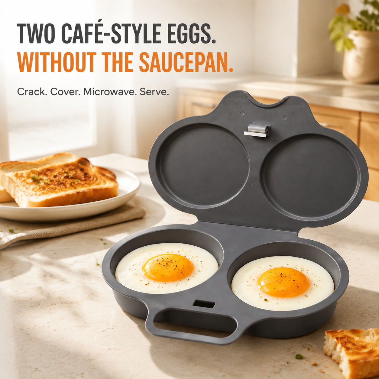 Easy Egg Duo™ – 2-Egg Microwave Poacher for Fast, Café-Style Breakfasts 🍳