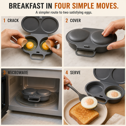 Easy Egg Duo™ – 2-Egg Microwave Poacher for Fast, Café-Style Breakfasts 🍳