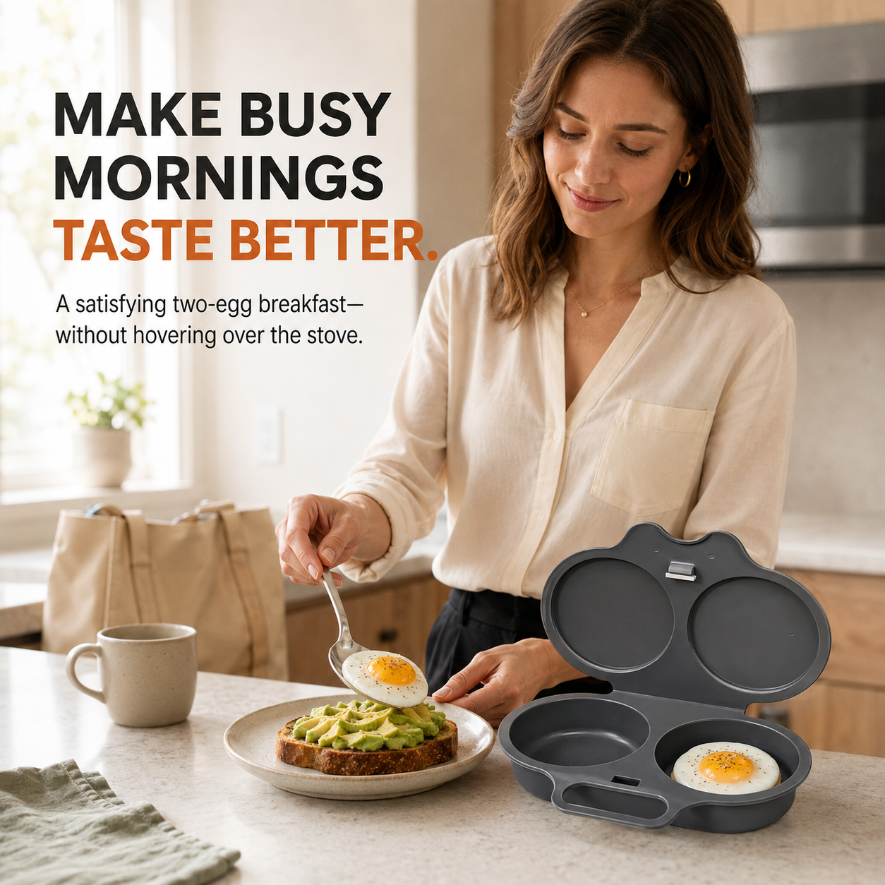Easy Egg Duo™ – 2-Egg Microwave Poacher for Fast, Café-Style Breakfasts 🍳