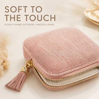 💎Luxe Velvet Travel Jewelry Organizer – 5-Compartment Tangle-Free Storage Bag with Secure Tassel Zipper ✨
