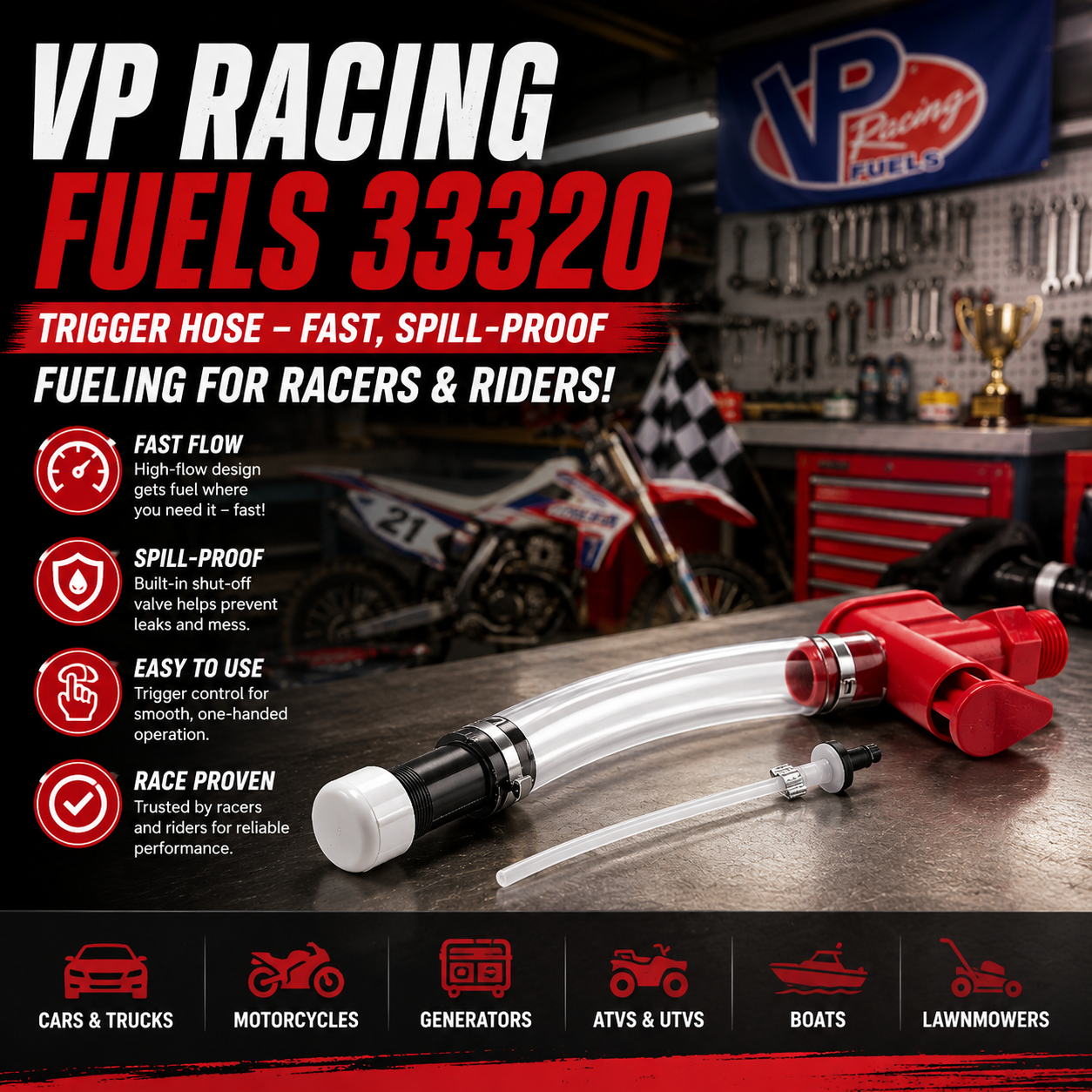 VP Racing Fuels 33320 Trigger Hose – Fast, Spill-Proof Fueling for Racers & Riders!
