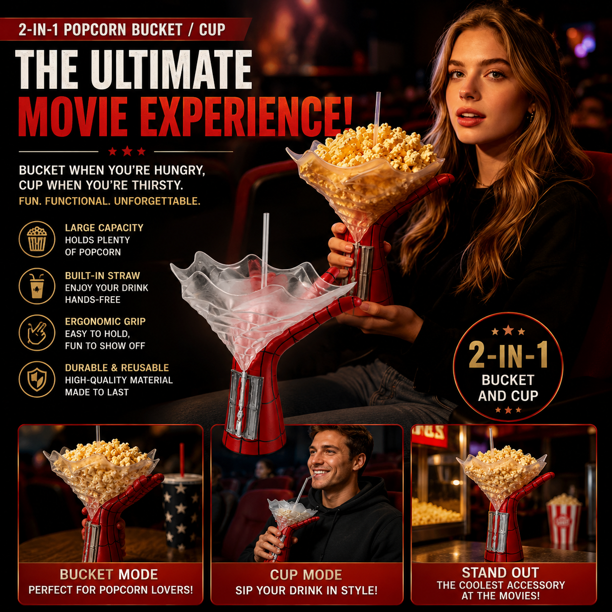 Spider-Man Web Hand Popcorn & Drink Combo Bucket 🕷️🍿