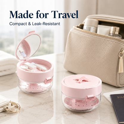 3-in-1 Travel Retainer Cleaner Case with Mirror & Drain Tray