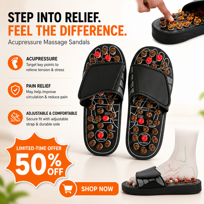 🔥Acupressure Foot Massage Sandals – Adjustable Reflexology Slippers