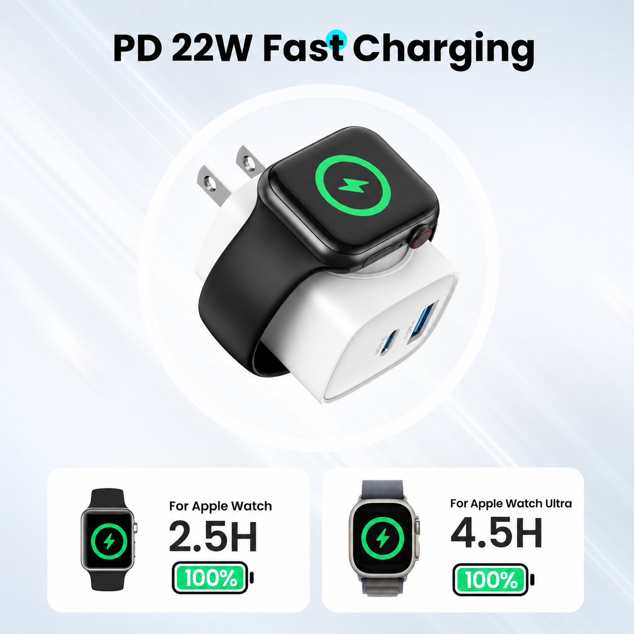 Apple Watch charging on built-in magnetic charger
