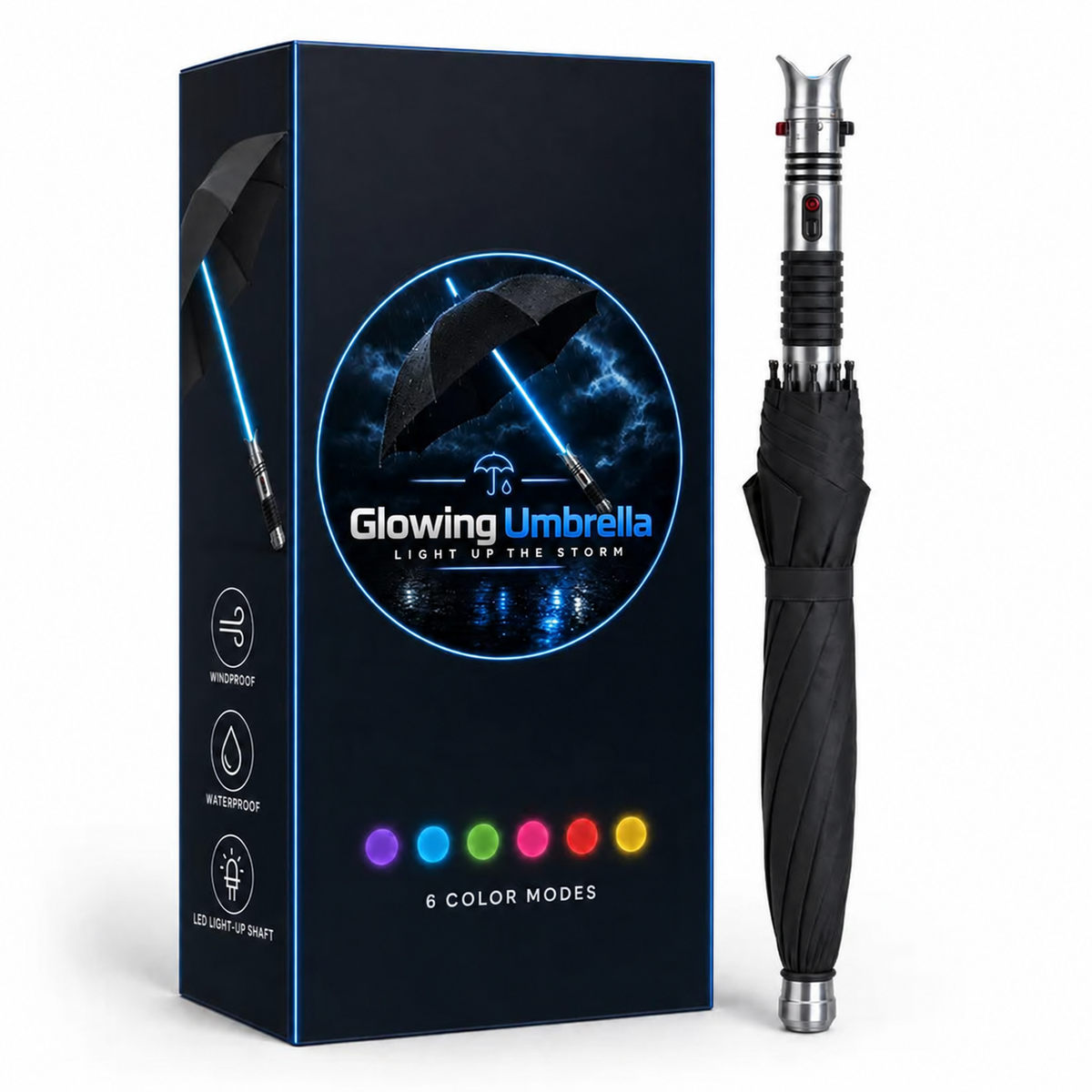 ⚡🌂 Glowing Umbrella – LED Light-Up Sword-Style Umbrella , Futuristic Rain Gear & Unique Gift for Sci-Fi Fans 🎁