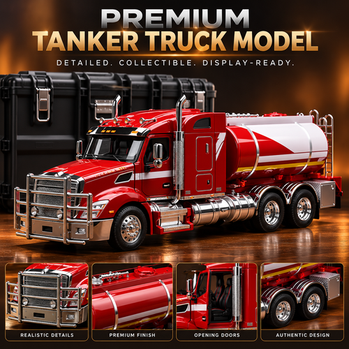 🚛 American Highway Legend™ – Premium Tanker Truck Model with Opening Door & Protective Case