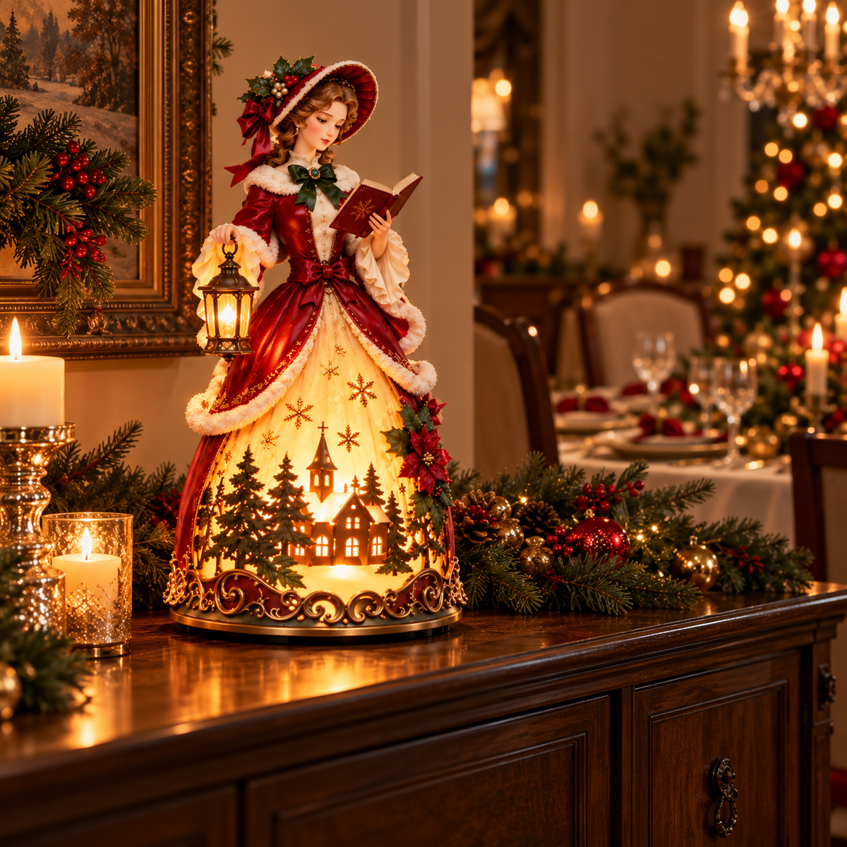 ✨ Victorian Christmas Caroler Lamp – A Glowing Old-Fashioned Christmas Scene