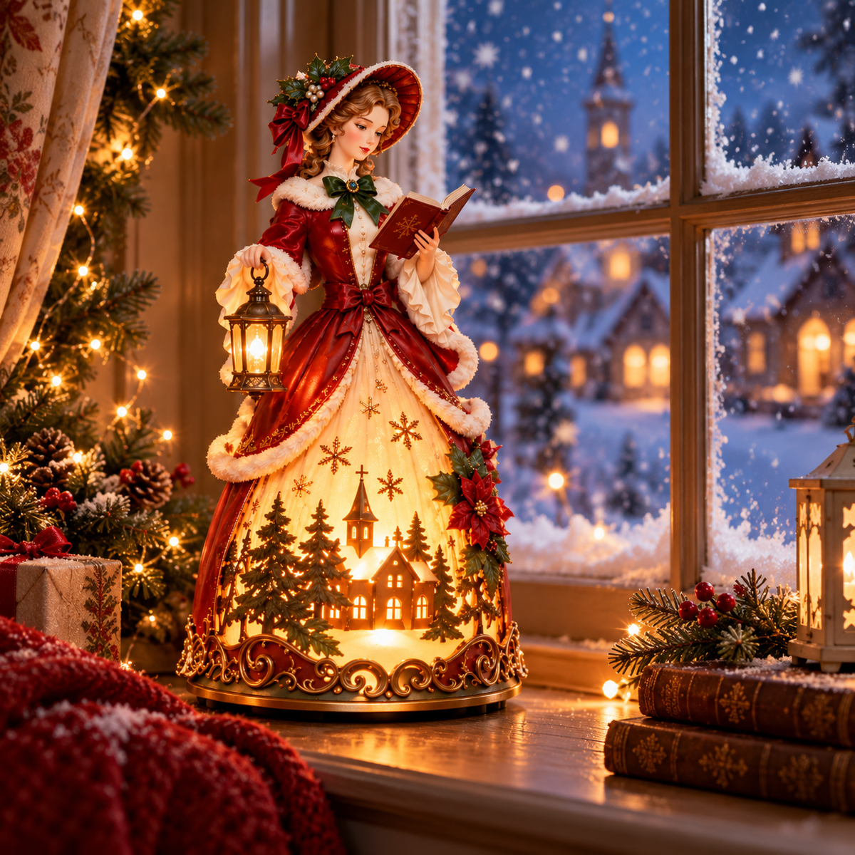 ✨ Victorian Christmas Caroler Lamp – A Glowing Old-Fashioned Christmas Scene