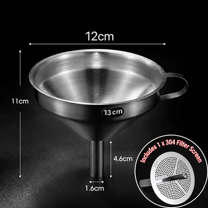 🫗 2-in-1 Stainless Steel Filter Funnel – Removable Fine Mesh Strainer
