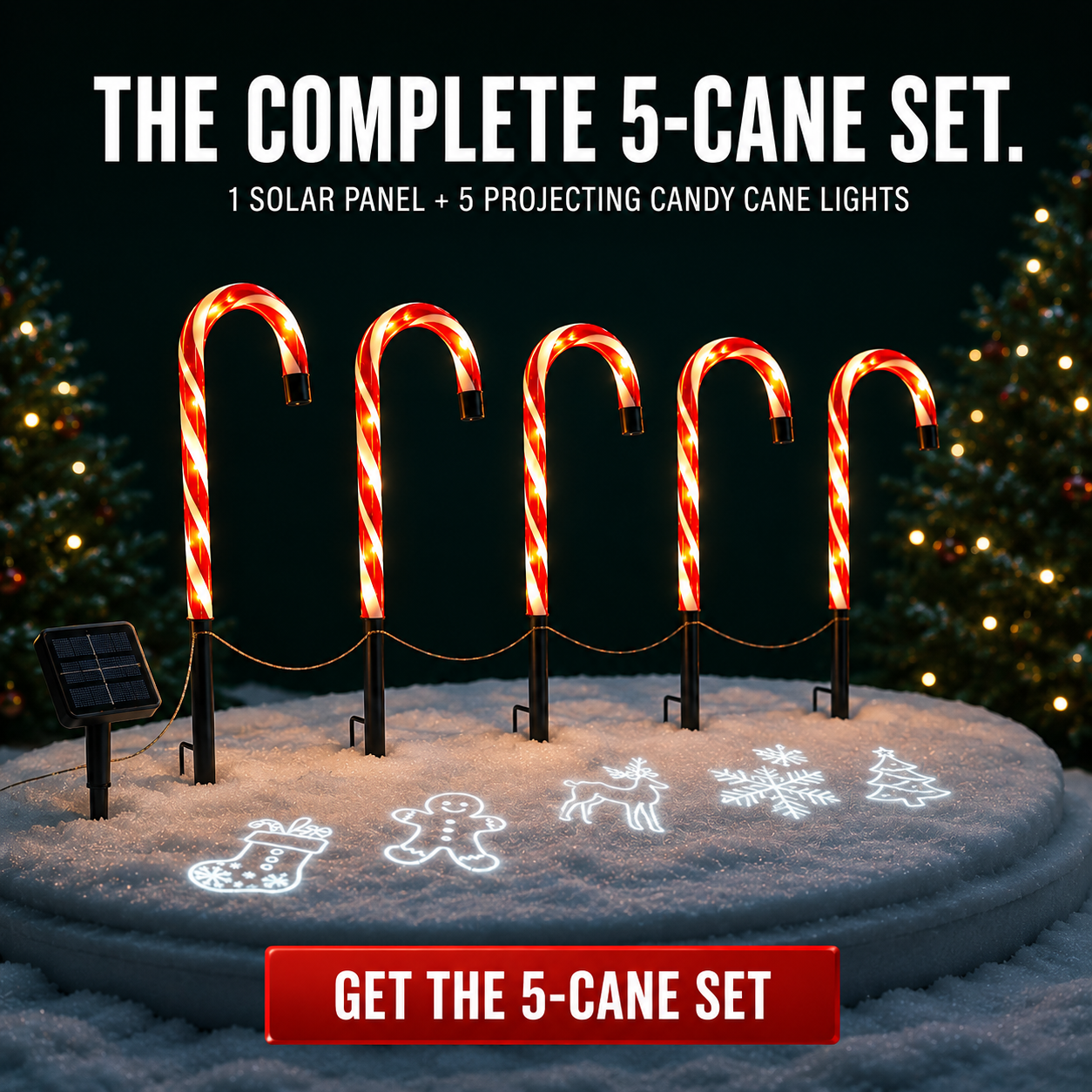🎄Solar Candy Cane Projector Pathway Lights – Light the Way to Christmas