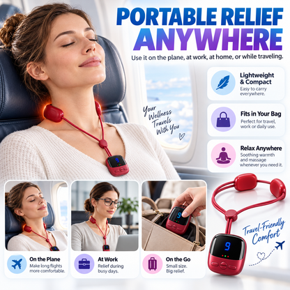 🔥Mini Necklace-Style Neck Massager — 4 Modes, 9 Intensity Levels, 3 Heat Settings, Smart Dual-Pulse Pendant Design!!!💆‍♀️✨