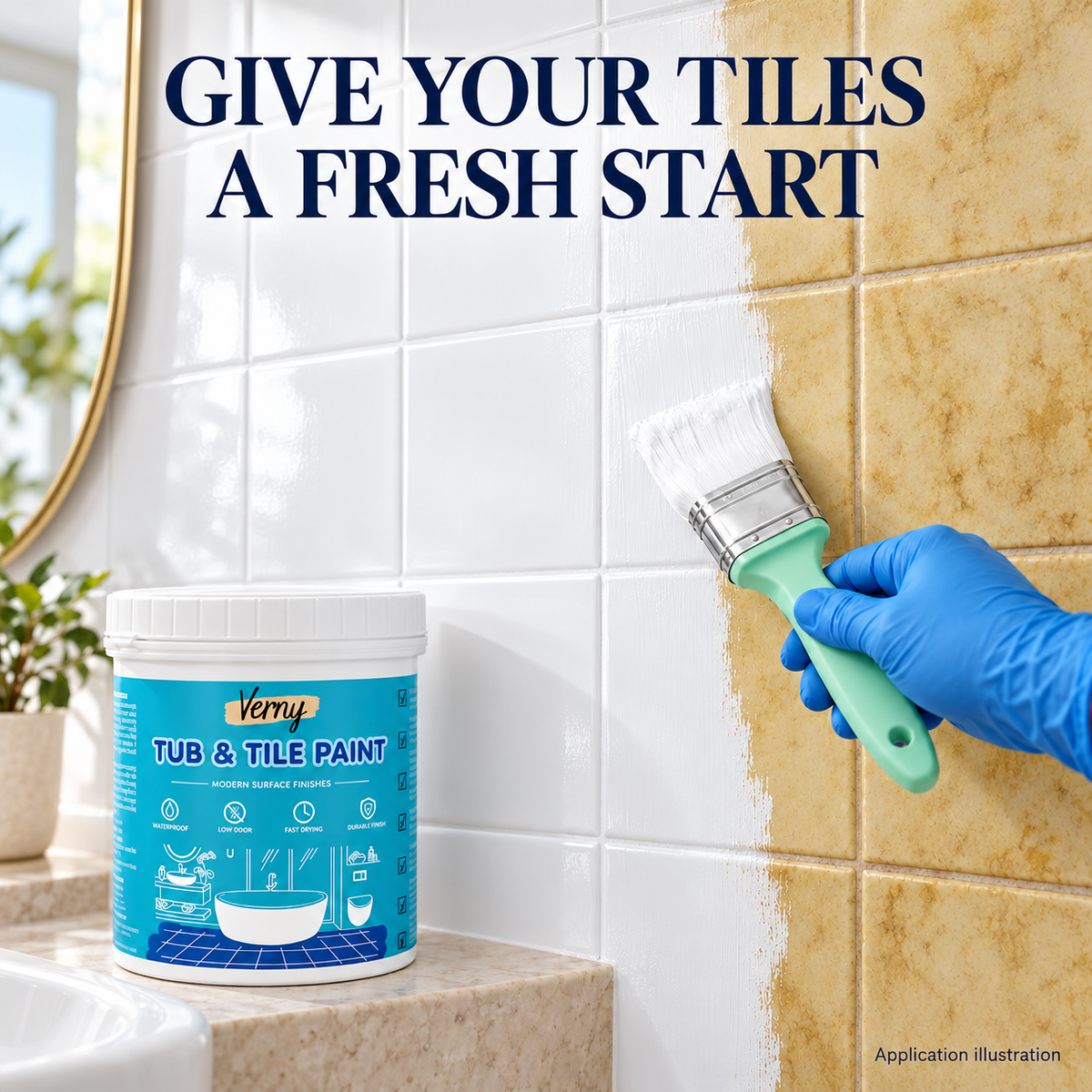 🛁DIY Tub & Tile Refinishing Kit – Eco-Friendly Water-Based White Paint + Tools
