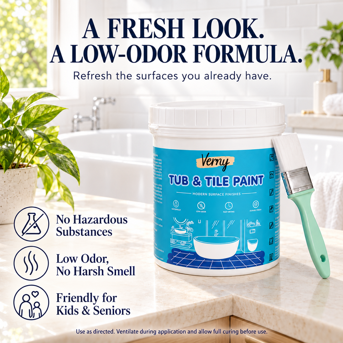 🛁DIY Tub & Tile Refinishing Kit – Eco-Friendly Water-Based White Paint + Tools