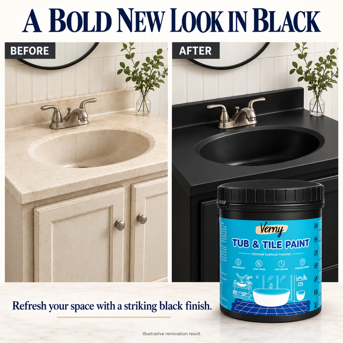 🛁DIY Tub & Tile Refinishing Kit – Eco-Friendly Water-Based White Paint + Tools