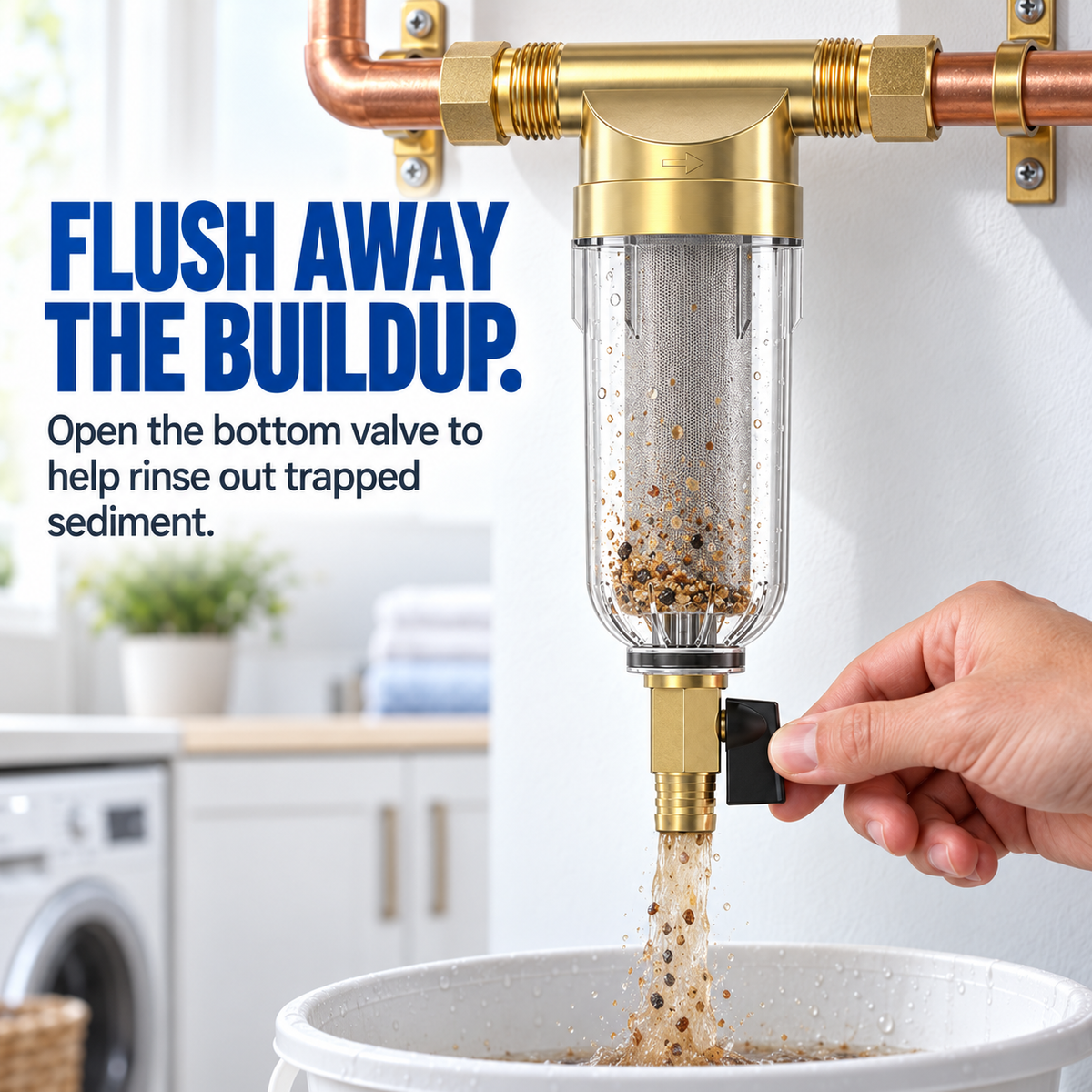 💧 Whole House Spin-Down Sediment Filter – Flushable Pre-Filter for Sand, Rust & Debris | 1/2" & 3/4"