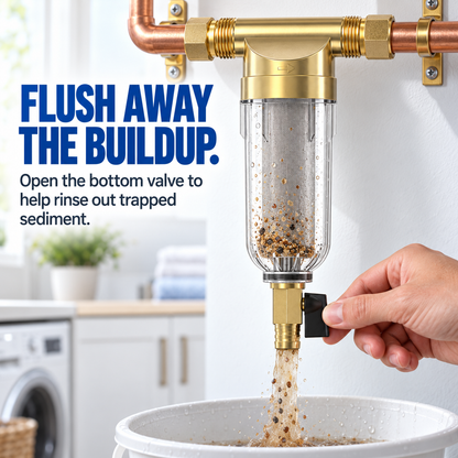 💧 Whole House Spin-Down Sediment Filter – Flushable Pre-Filter for Sand, Rust & Debris | 1/2" & 3/4"