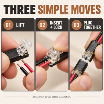 🔌✨ 2-Pin LED Wire Connector – Quick-Connect Plug with Clear Locking Clamps for Low-Voltage LED Lights