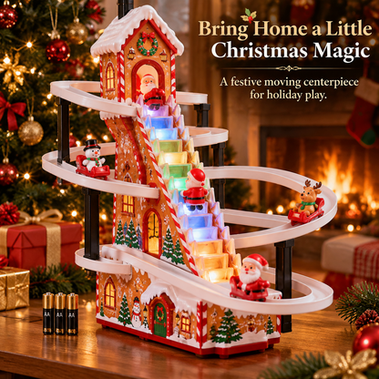 🎄✨ Santa Claus Gingerbread Climbing Toy Set – Colorful LED Lights, Music & Looping Christmas Track！！！ 🎅🎁