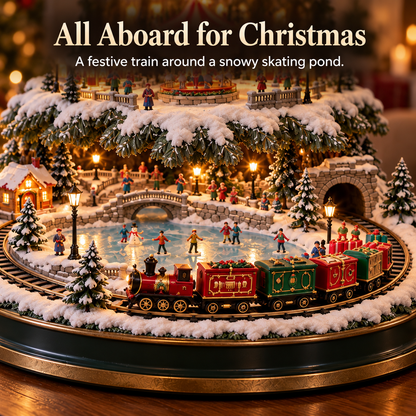 🎄 Lighted Christmas Village Tree – 3-Tier Holiday Village with Train, Carousel & Warm Glow