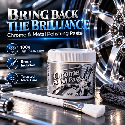 ✨ Chrome Polish Paste – 100g Metal & Chrome Polishing Paste with Application Brush for a Brilliant Mirror-Like Finish