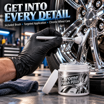 ✨ Chrome Polish Paste – 100g Metal & Chrome Polishing Paste with Application Brush for a Brilliant Mirror-Like Finish