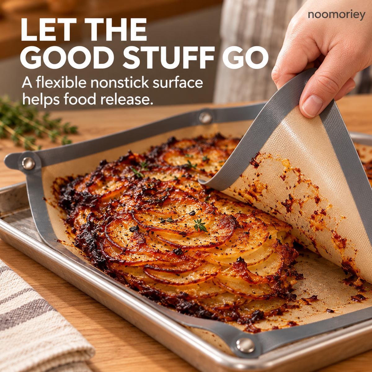 🍪✨ 2-in-1 Snap-Up Silicone Baking Mat – Nonstick Oven Liner for Easier Roasting & Cleanup 🍗