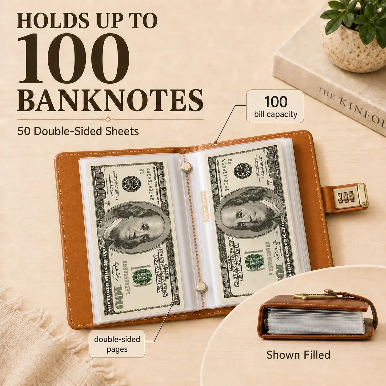 🔐Locking Banknote Collection Booklet | Holds 100 Bills