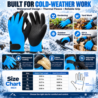 🧤 Waterproof Insulated Winter Work Gloves – Heavy-Duty Grip