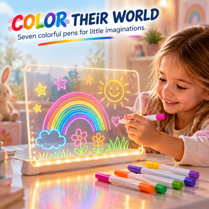 ✨ Luminous LED Drawing Board for Kids — Reusable Glow Art & 7 Color Pens