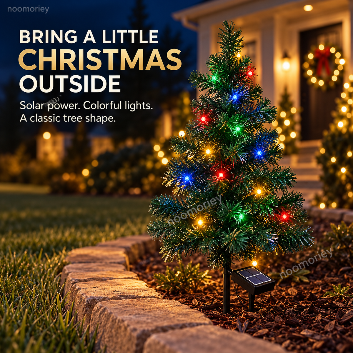 🎄 Solar Christmas Tree Stake Lights – Multicolor Outdoor Holiday Decor | 1 or 4 Trees