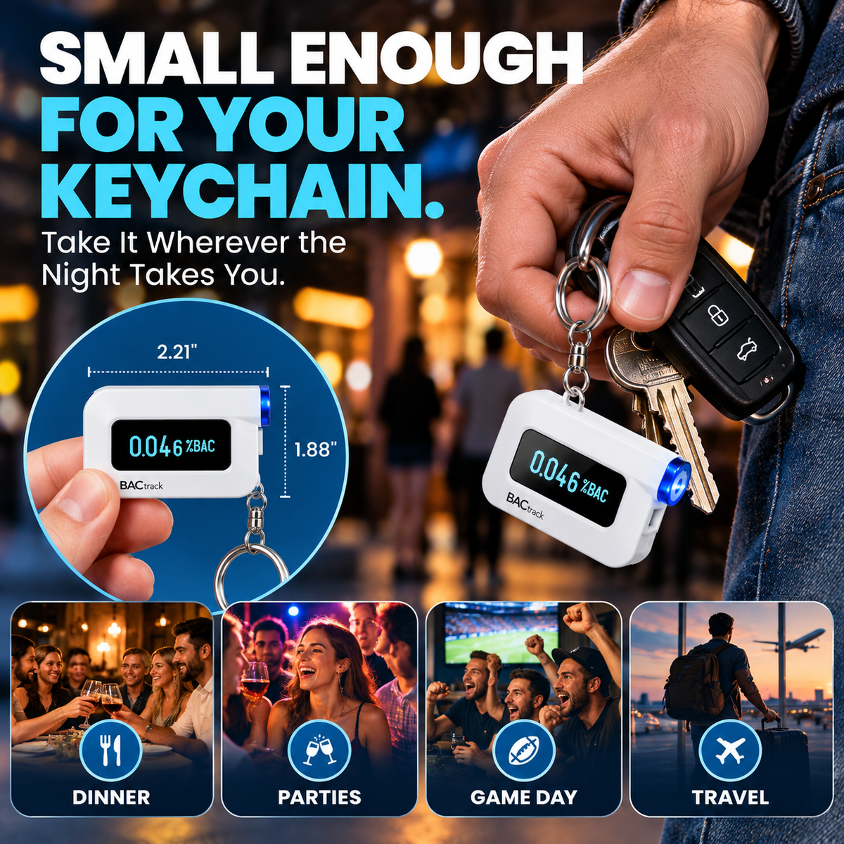 🚗 Pocket BAC Breathalyzer – Professional-Grade Alcohol Tester with App Tracking