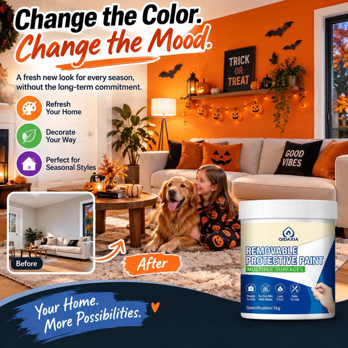 🎨 Peel & Reveal Removable Wall Paint – Change Your Color, Not Your Commitment