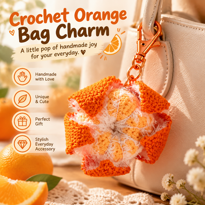🍊 Crochet Orange Bag Charm – Cute Citrus Accessory for Bags, Backpacks & Keys ✨🎁