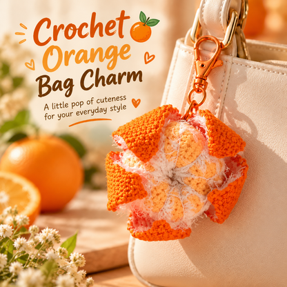 🍊 Crochet Orange Bag Charm – Cute Citrus Accessory for Bags, Backpacks & Keys ✨🎁