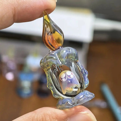 👻 Ghost in Candle Handmade Glass Figurine — Spooky-Cute Collectible Decor