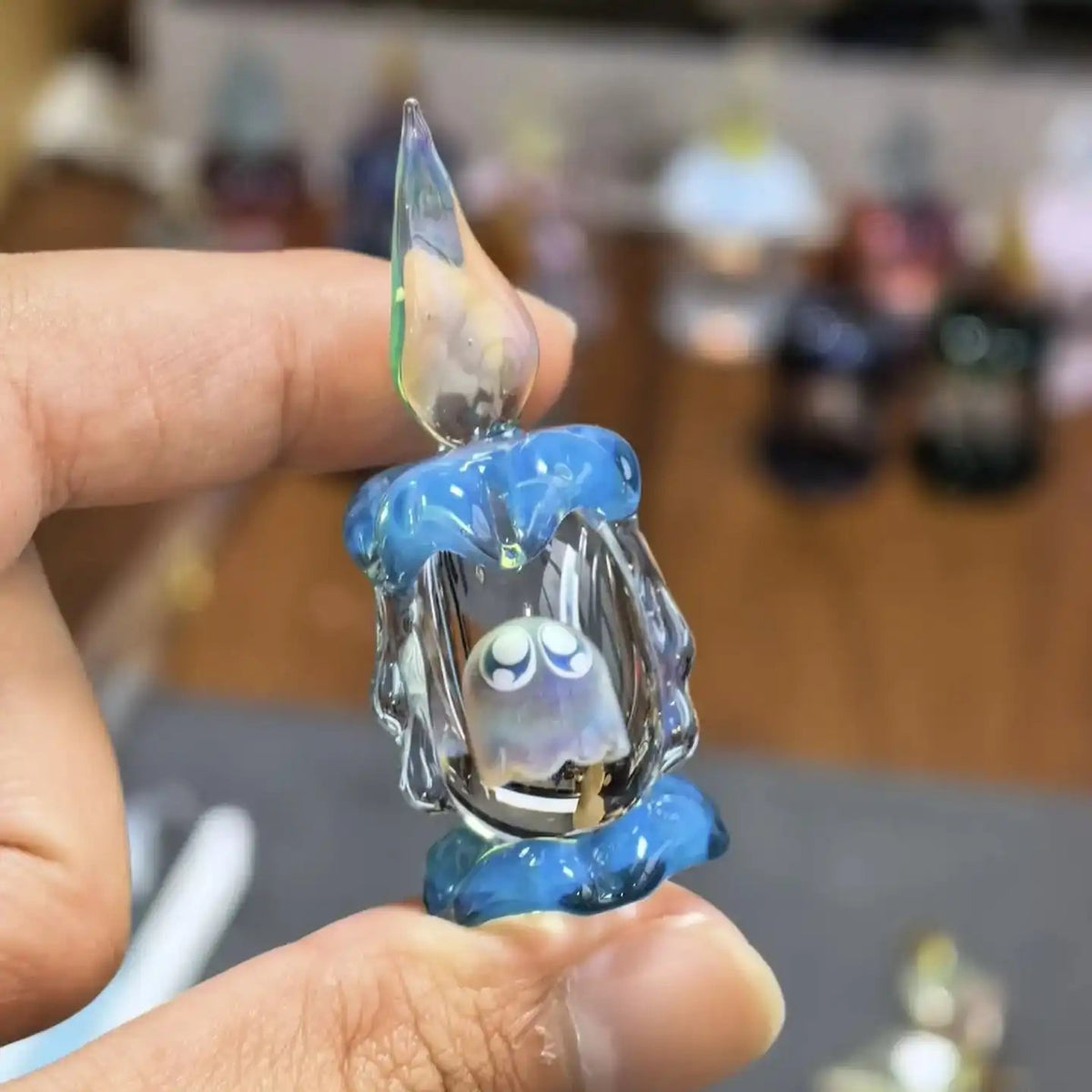 👻 Ghost in Candle Handmade Glass Figurine — Spooky-Cute Collectible Decor