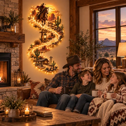 🤠 Western Cowboy LED Wall Décor – Illuminated Wild West Art