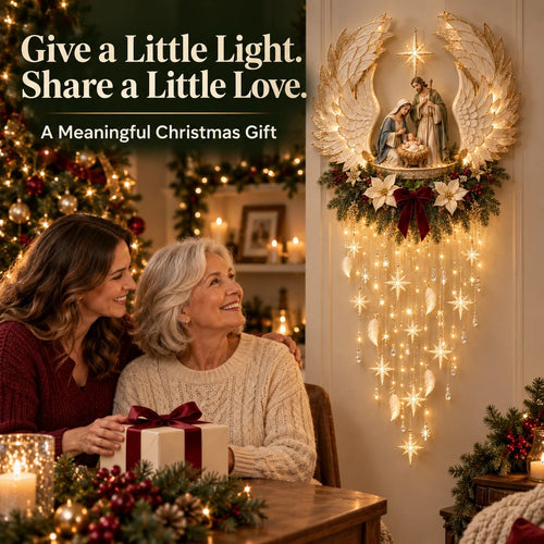 ✨ Angel’s Embrace Nativity Wall Light – Angel Wing Christmas Décor