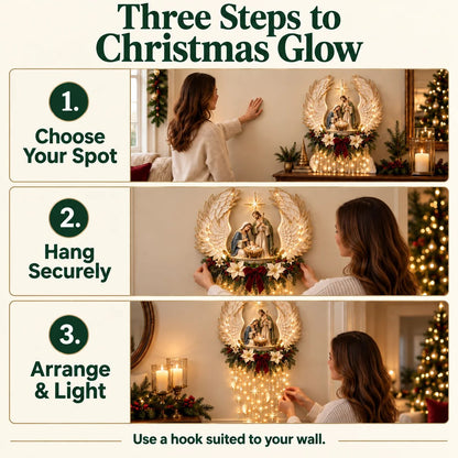 ✨ Angel’s Embrace Nativity Wall Light – Angel Wing Christmas Décor