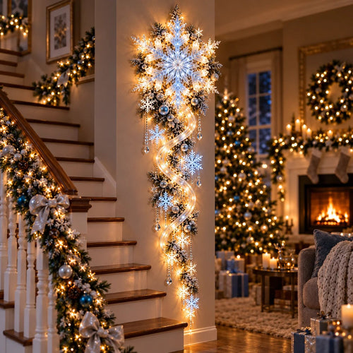 ❄️Giant Snowflake Blizzard Trail – Christmas Wall Light