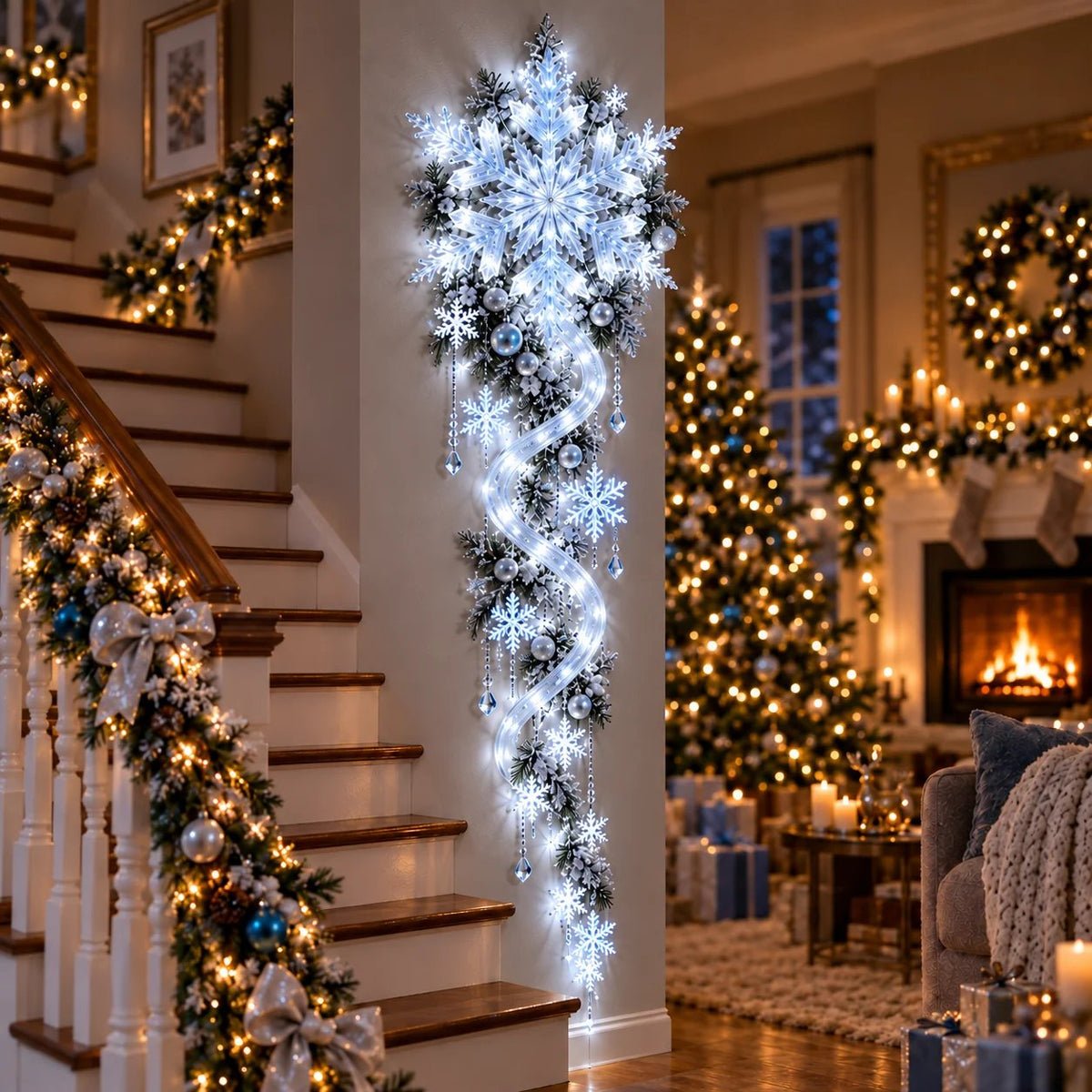 ❄️Giant Snowflake Blizzard Trail – Christmas Wall Light