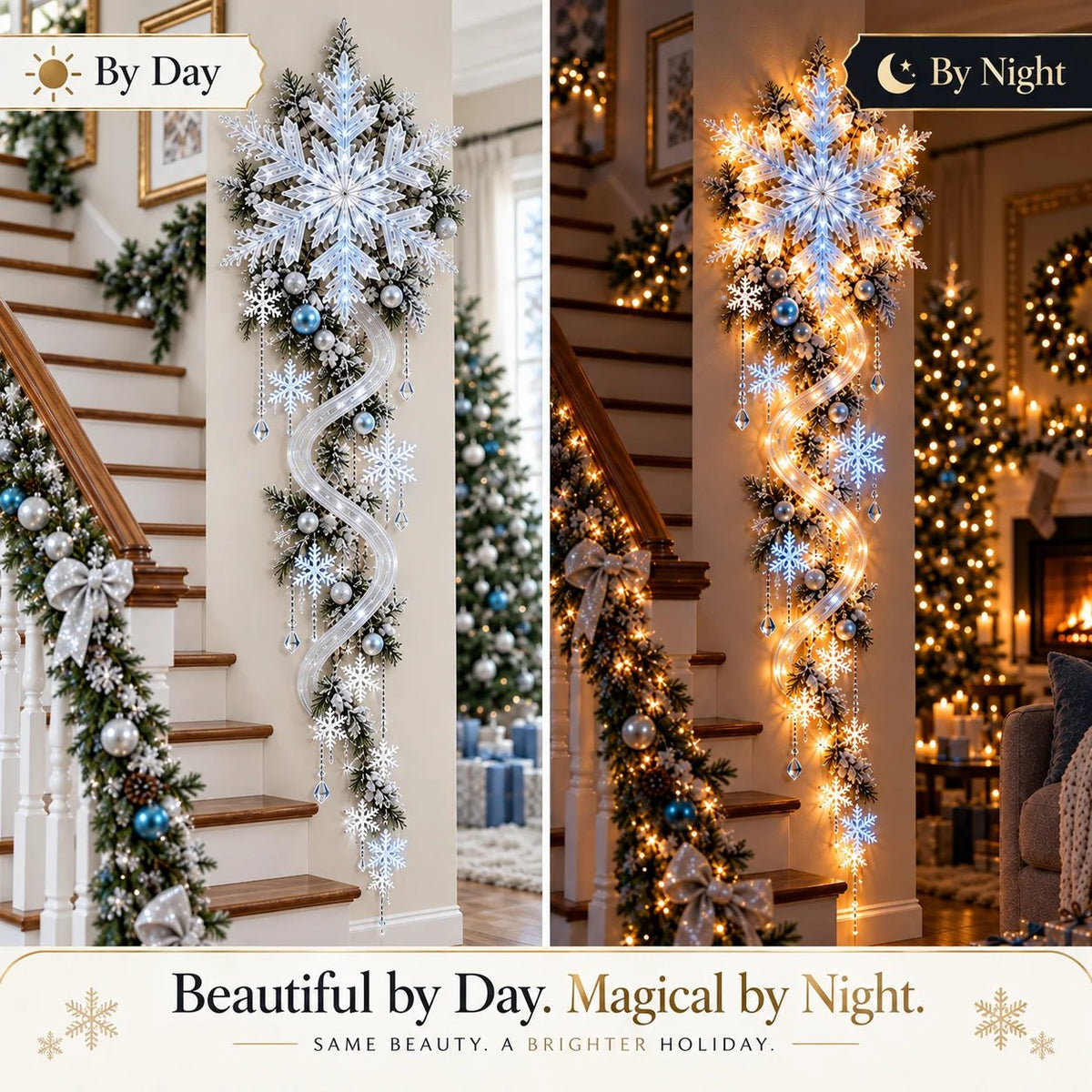 ❄️Giant Snowflake Blizzard Trail – Christmas Wall Light