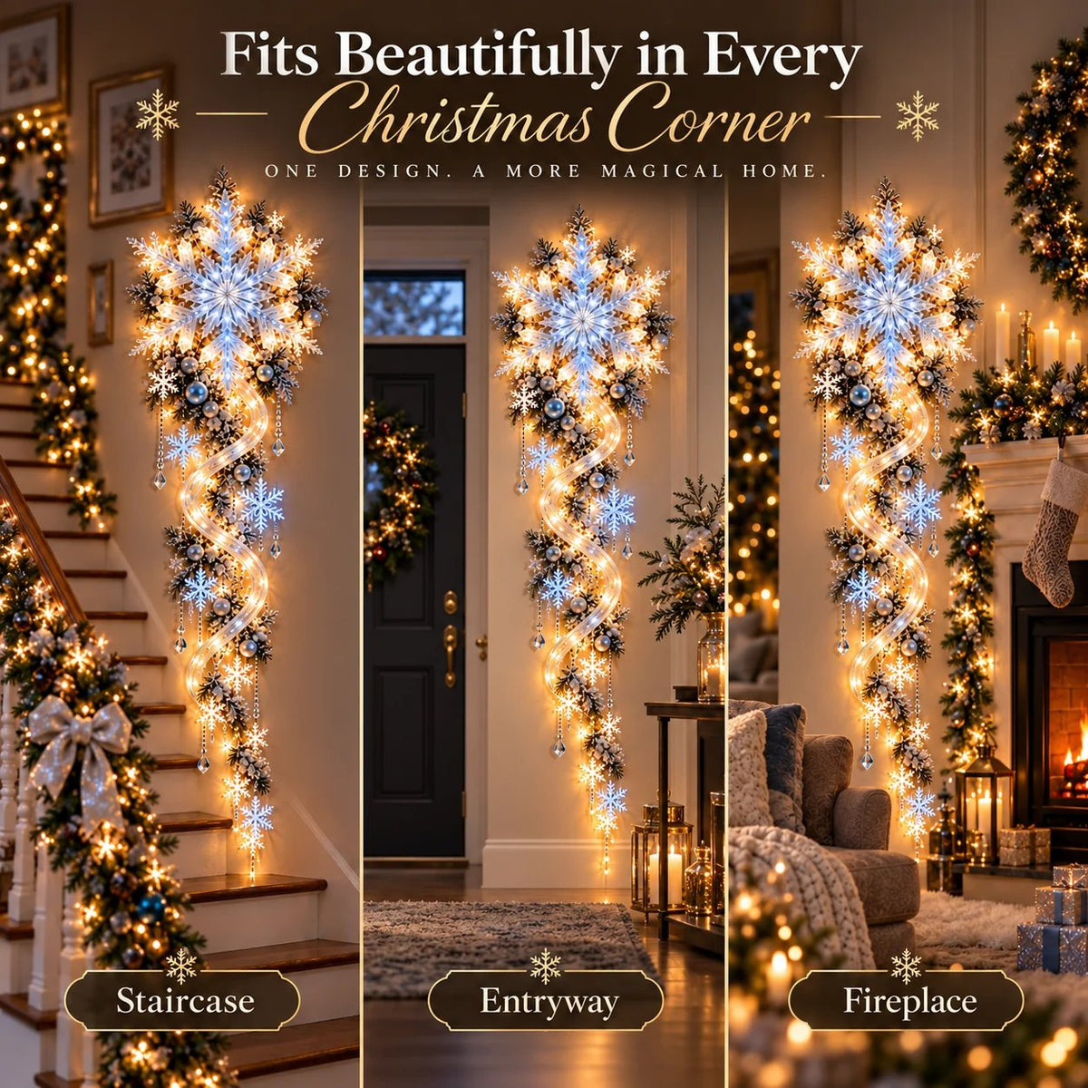 ❄️Giant Snowflake Blizzard Trail – Christmas Wall Light