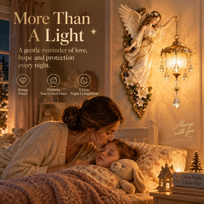 ✨ Guardian Angel Crystal Light – Warm Golden Decorative Angel Lamp