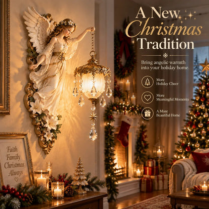 ✨ Guardian Angel Crystal Light – Warm Golden Decorative Angel Lamp