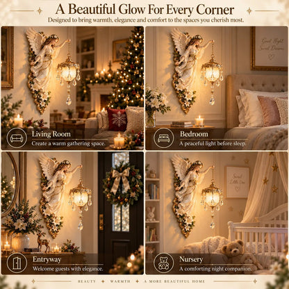 ✨ Guardian Angel Crystal Light – Warm Golden Decorative Angel Lamp